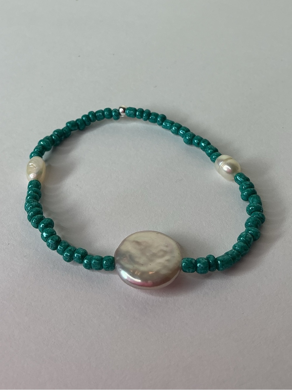 Pearl Accent Teal Beaded Bracelet - Women Jewelry